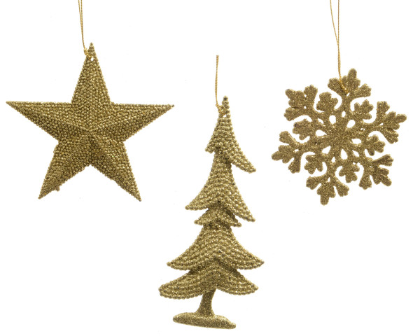 Christbaumschmuck Hänger GLITTER gold