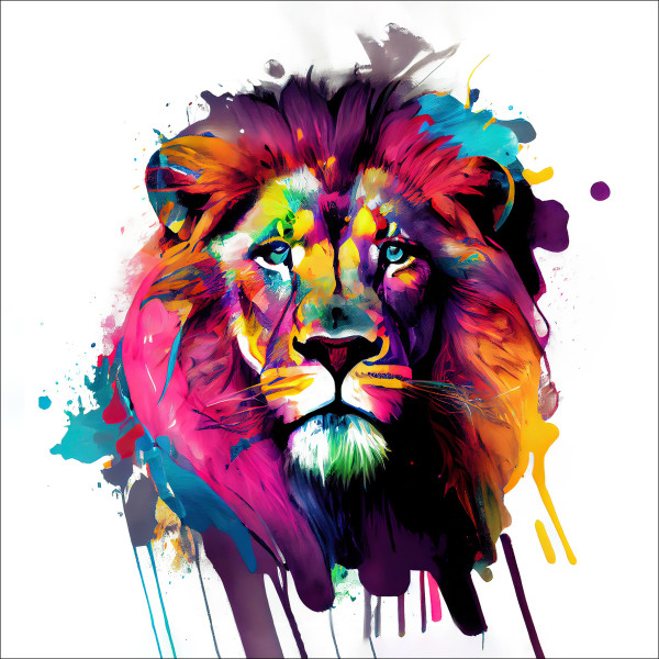 Glasbild COLORFUL LION HEAD IV