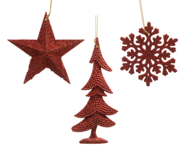 Christbaumschmuck Hänger GLITTER rot