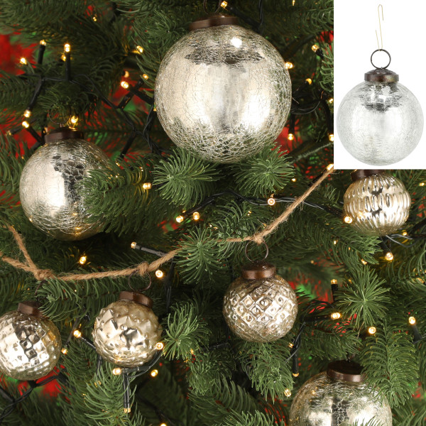 Weihnachtskugel CRACKLE silber