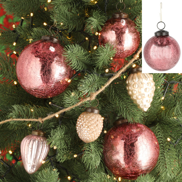 Weihnachtskugel CRACKLE PINK