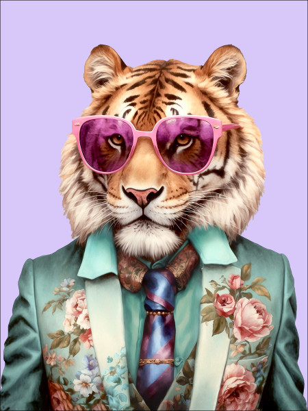 Glasbild TIGER WITH GLASSES